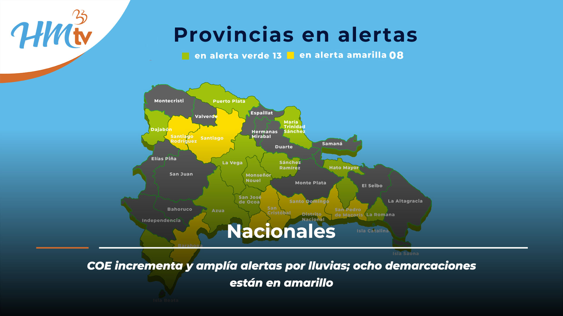 COE incrementa y amplía alertas por lluvias; ocho demarcaciones están en amarillo
